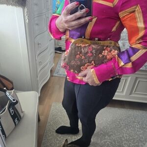 Colorful Geometric Jacket with Floral Clutch Fashion Express